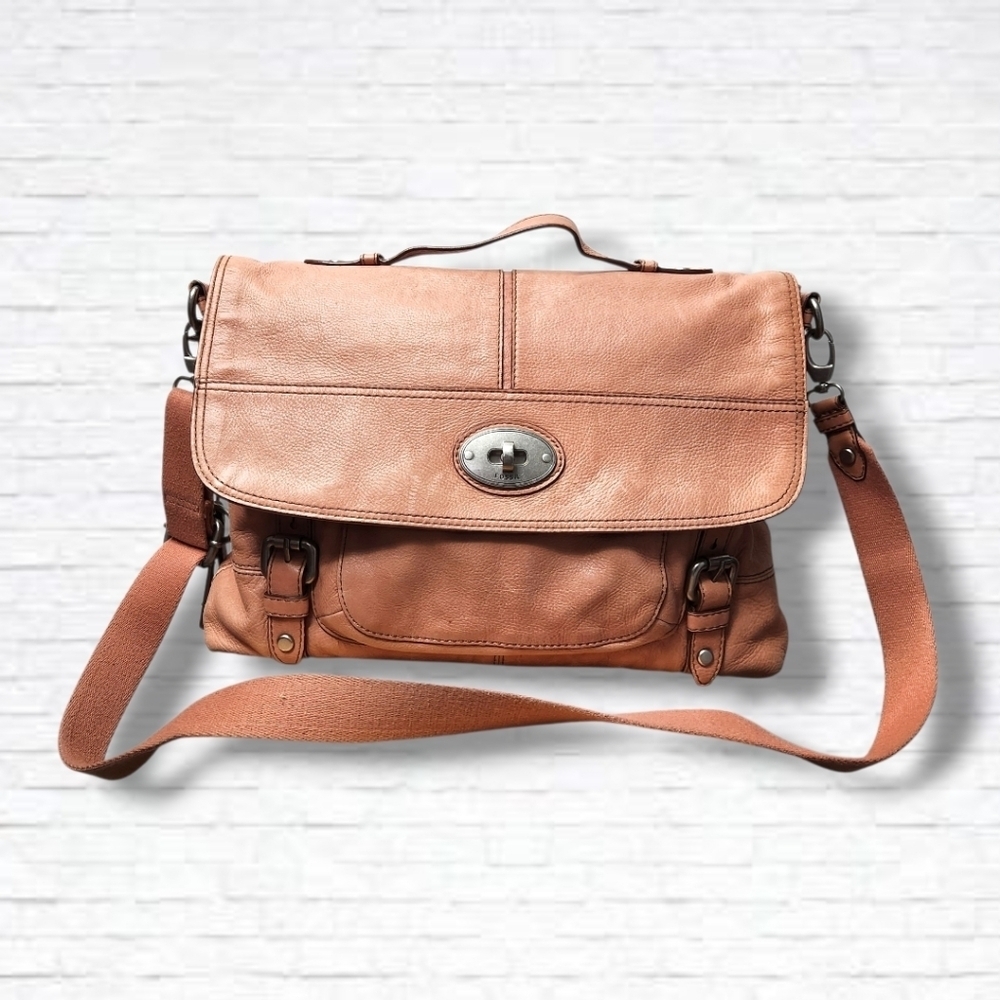 Fossil Maddox Pink "Long Live Vintage 1954" Collection Messenger Laptop Bag